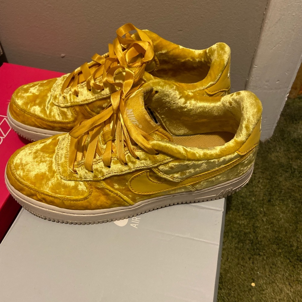 Yellow velvet Nike Air Force 1